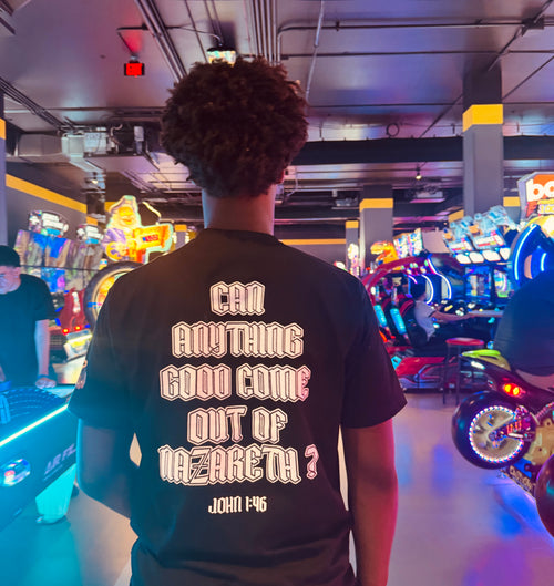 Back view of black Nazareth Graphic T-Shirt 